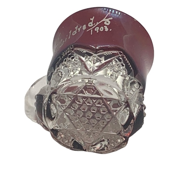 Antique Ruby Red World’s Fair Souvenir Glass Cup Creamer Crystal Base 1903 - Picture 7 of 12